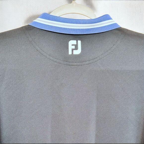 FootJoy Golf Polo Mens Jersey M Black Blue Preppy Embroidered Logo - Picture 6 of 8